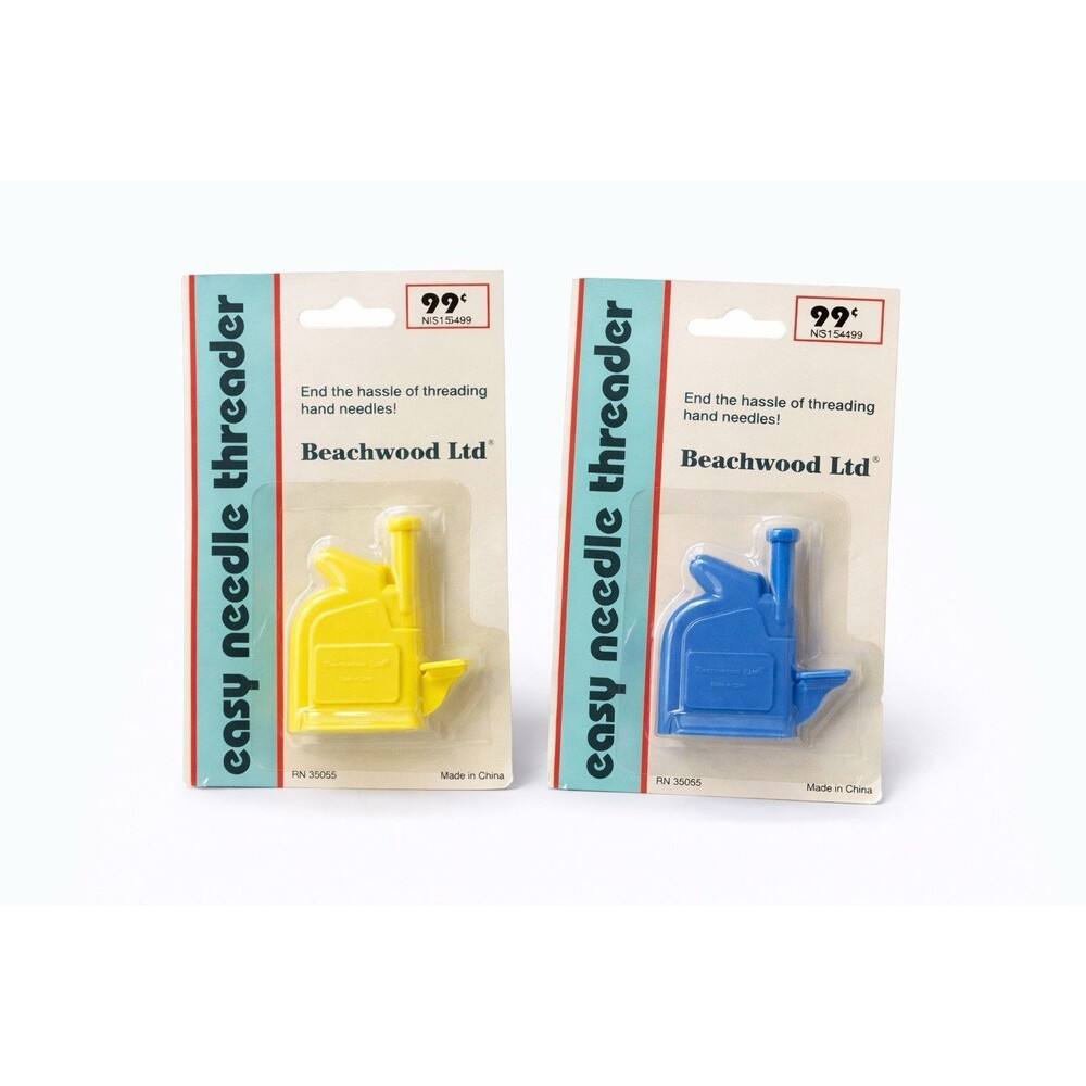Vintage Easy Needle Threader Lot Beachwood Ltd Sewing Tool Yellow Blue